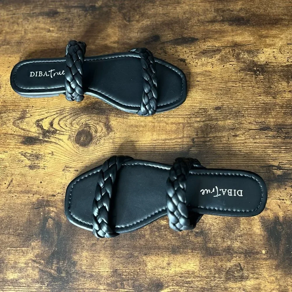 Diba True Rae Nah Leather Braided Sandal in Black, Size 9. New in Box!